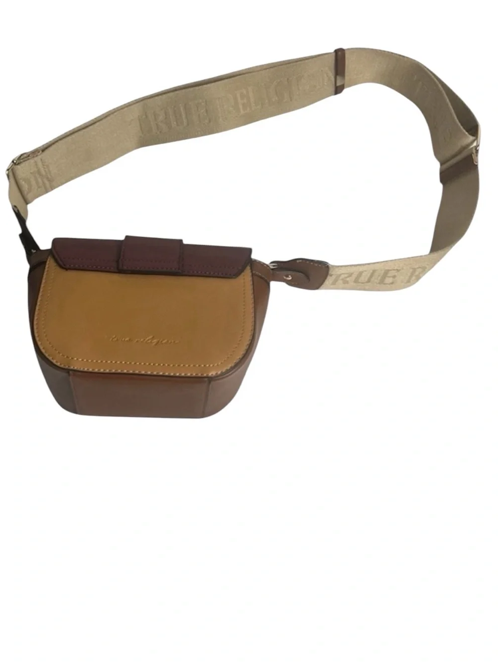TRUE RELIGION Colorblock Crossbody Bag Gold Horseshoe Logo NWT
